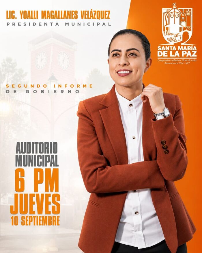 Cartel del Segundo Informe de Gobierno con la Lic. Yoalli Magallanes Velázquez, Presidenta Municipal